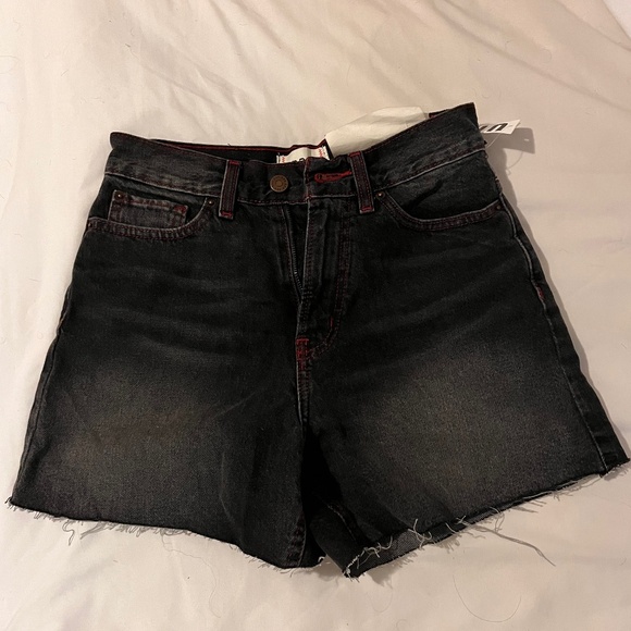 BDG black denim shorts with red stitching - Picture 1 of 2